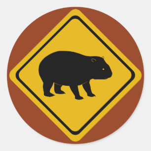 Pegatina Redonda señal de carretera australiana wombat