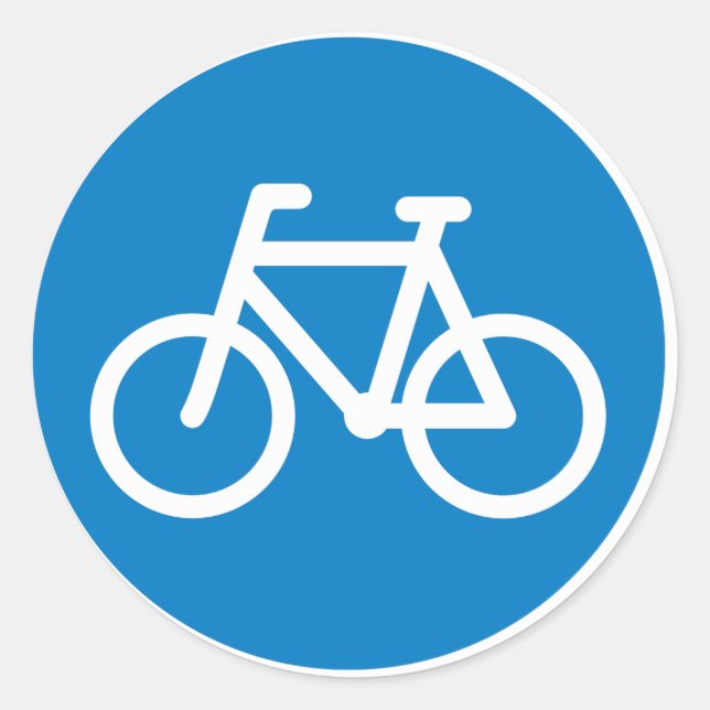 Pegatina Redonda Señal de carril de bicicleta azul Símbolo de carre (Anverso)