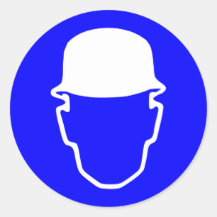 Pegatina Redonda Señal de Casco de Seguridad