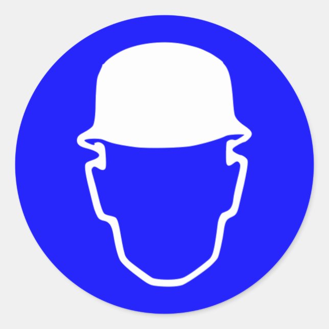 Pegatina Redonda Señal de Casco de Seguridad (Anverso)
