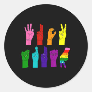 Pegatina Redonda Señal de mano anti Trump Señal de lenguaje Lgbt Lg