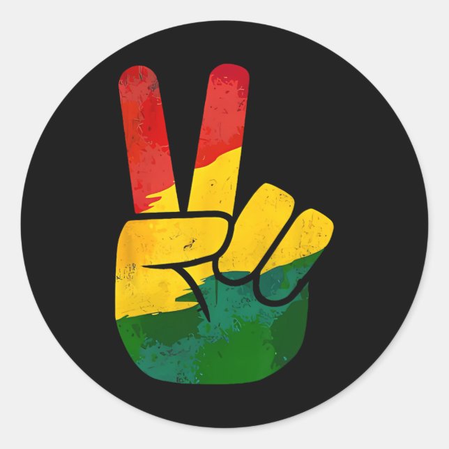 Pegatina Redonda Señal de mano de paz Día de Juneteenth Orgullo neg (Anverso)
