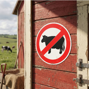 Pegatina Redonda Señal de No Carne de Vaca