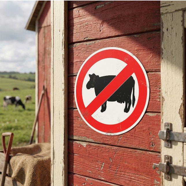 Pegatina Redonda Señal de No Carne de Vaca (Subido por el creador)