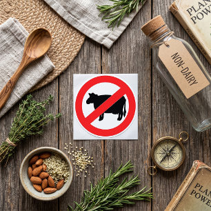 Pegatina Redonda Señal de No Carne de Vaca