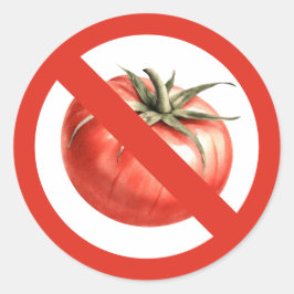 Pegatina Redonda Señal de no prohibición de tomate o alergia al tom