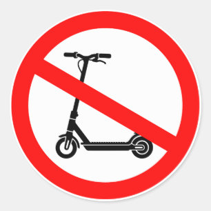 Pegatina Redonda Señal de No Scooters Eléctricos – restringido E-Sc
