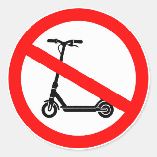 Pegatina Redonda Señal de No Scooters Eléctricos – restringido E-Sc