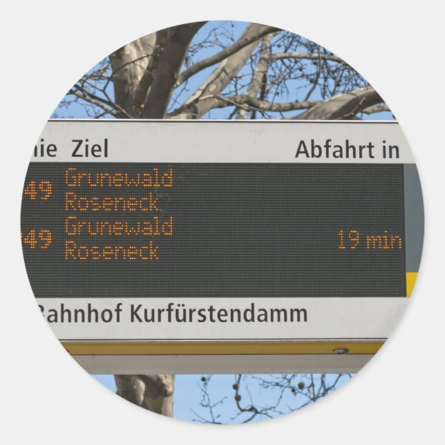 Pegatina Redonda Señal de parada de autobús en Berlín (Anverso)