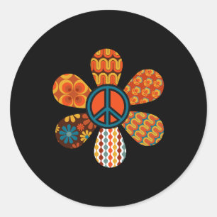 Pegatina Redonda SEÑAL DE PAZ AMO a la sala de disfraces Groovy Hip