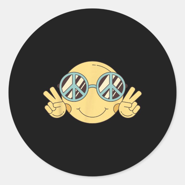 Pegatina Redonda SEÑAL DE PAZ AMO a la sala de disfraces Groovy Hip (Anverso)