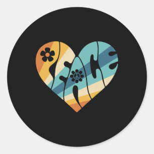 Pegatina Redonda SEÑAL DE PAZ AMO a la sala de disfraces Groovy Hip