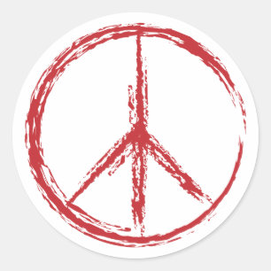 Pegatina Redonda Señal de paz creativa de aislamiento rojo