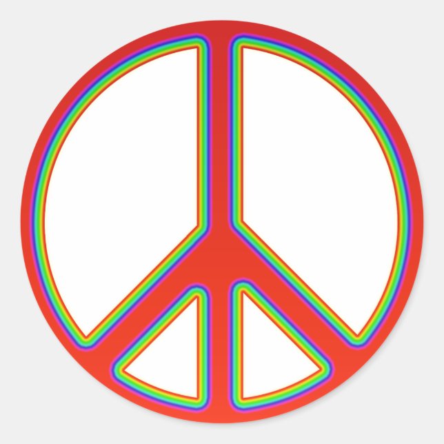 PEGATINA REDONDA SEÑAL DE PAZ DE RETRO (Anverso)