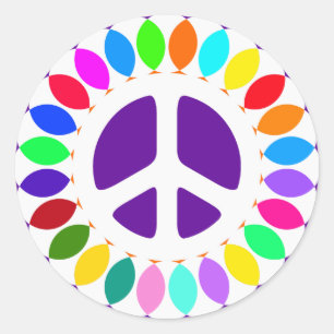 PEGATINA REDONDA SEÑAL DE PAZ DE RETRO