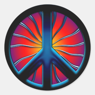 PEGATINA REDONDA SEÑAL DE PAZ DE RETRO