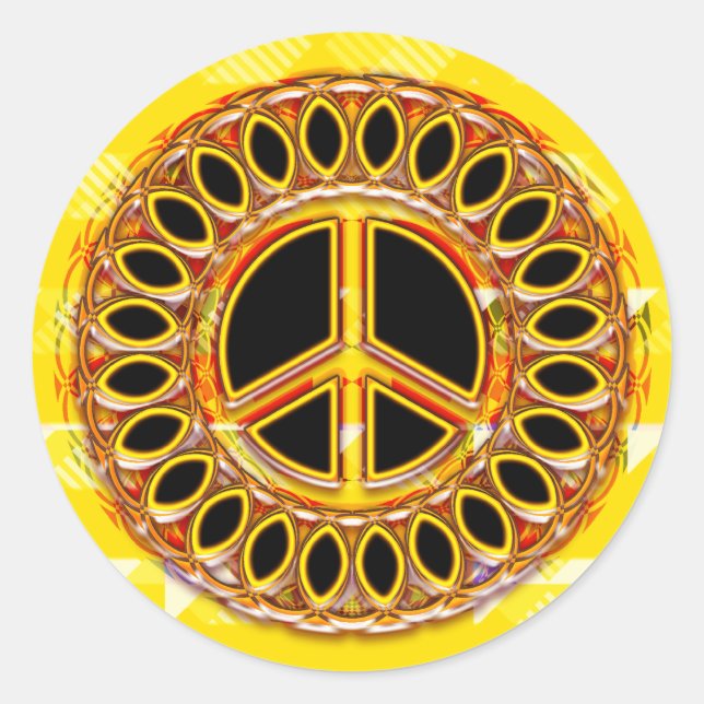 PEGATINA REDONDA SEÑAL DE PAZ DE RETRO (Anverso)