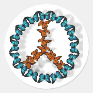 Pegatina Redonda Señal de paz para los pegatinas de mariposas