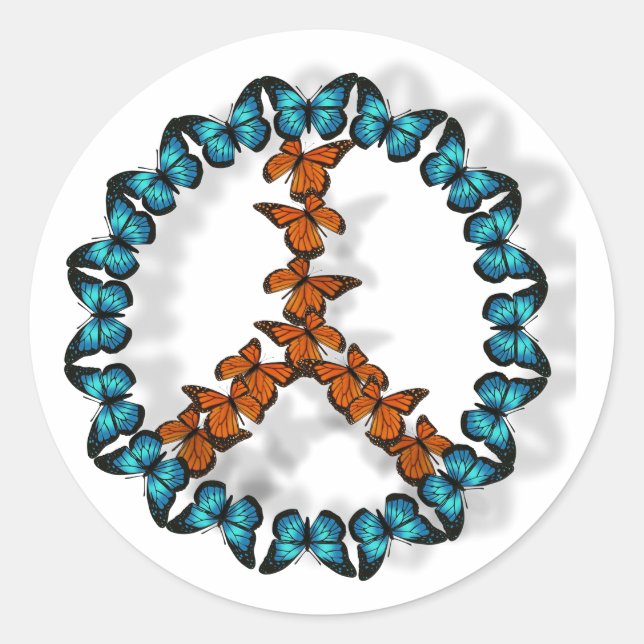 Pegatina Redonda Señal de paz para los pegatinas de mariposas (Anverso)