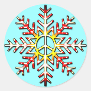 PEGATINA REDONDA SEÑAL DE PAZ SNOWFLAKE