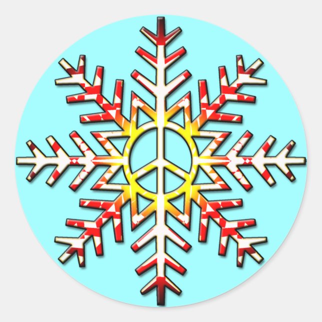 PEGATINA REDONDA SEÑAL DE PAZ SNOWFLAKE (Anverso)