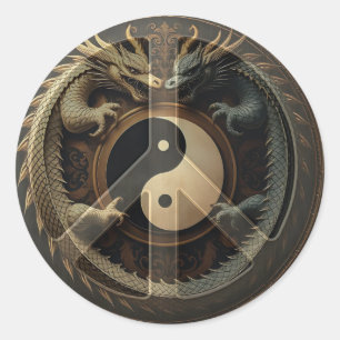 Pegatina Redonda Señal de Paz Yin Yang