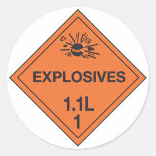 Pegatina Redonda Señal de peligro de explosivos de clase 1.1L