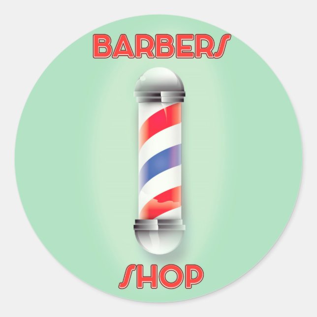 Pegatina Redonda Señal de poste vintage de barbería (Anverso)