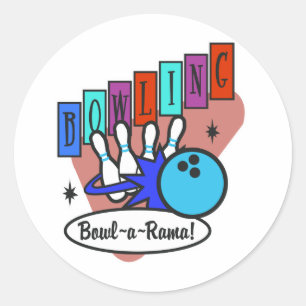 Pegatina Redonda señal de retro bowl-a-rama