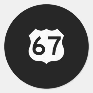Pegatina Redonda señal de ruta 67 meme seis siete 1