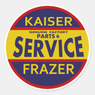 Pegatina Redonda Señal de servicio Vintage Kaiser Frazer rojo/azul