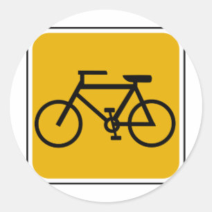 Pegatina Redonda Señal de tráfico de la bici del vintage