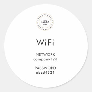 Pegatina Redonda Señal de Wifi de Negocios Morden Red Pedestal Cant