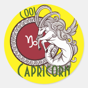 Pegatina Redonda Señal de zodiaco de Capricornio personalizada