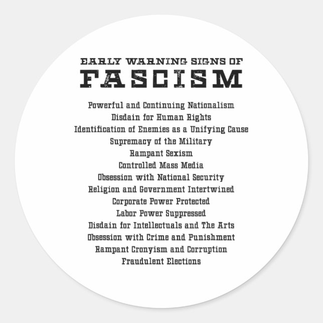 Pegatina Redonda Señales De Advertencia Temprana De Activista Del F (Anverso)