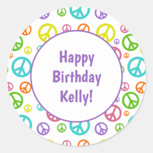 Pegatina Redonda Señales de paz de múltiples colores