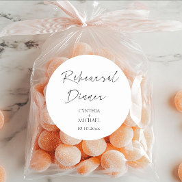 Pegatina Redonda Sencilla Boda de guión ensayo Cena