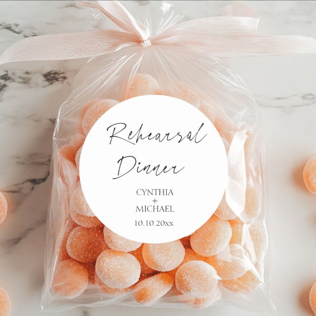 Pegatina Redonda Sencilla Boda de guión ensayo Cena (Subido por el creador)