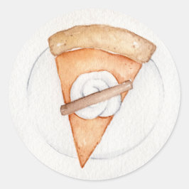 Pegatina Redonda Sencilla calabaza Pie Slice Cae Acción de Gracias