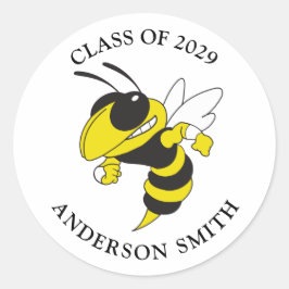 Pegatina Redonda Sencilla Clase de Graduación de la Chaqueta Amaril