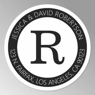 Pegatina Redonda Sencilla dirección Guay en blanco y negro y de ret