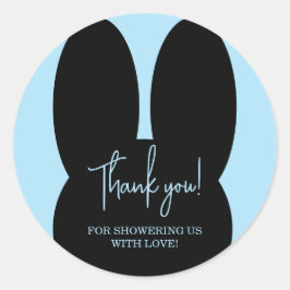 Pegatina Redonda Sencilla ducha de bebé en conejo gracias