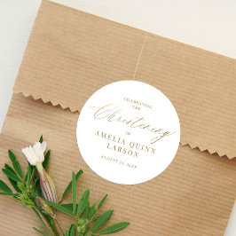 Pegatina Redonda Sencilla elegancia del guión de caligrafía de oro