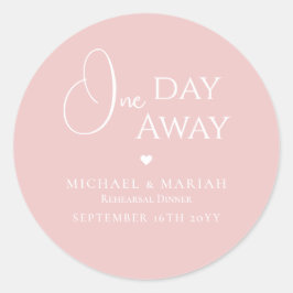 Pegatina Redonda Sencilla Elegante Cena de Ensayo a Un Día