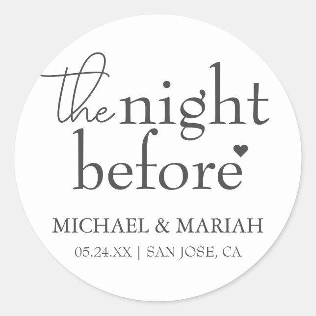 Pegatina Redonda Sencilla Elegante Cena la Noche Antes del Ensayo (Anverso)