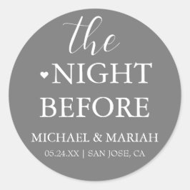 Pegatina Redonda Sencilla Elegante La Noche Antes Cena de Ensayo 