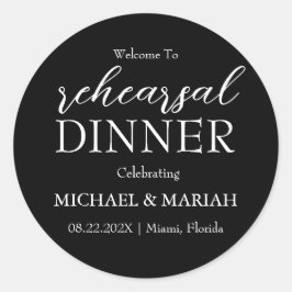 Pegatina Redonda Sencilla Elegante La Noche Antes Cena de Ensayo 