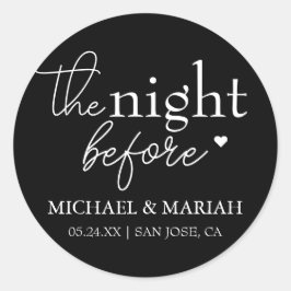 Pegatina Redonda Sencilla Elegante La Noche Antes Cena de Ensayo 