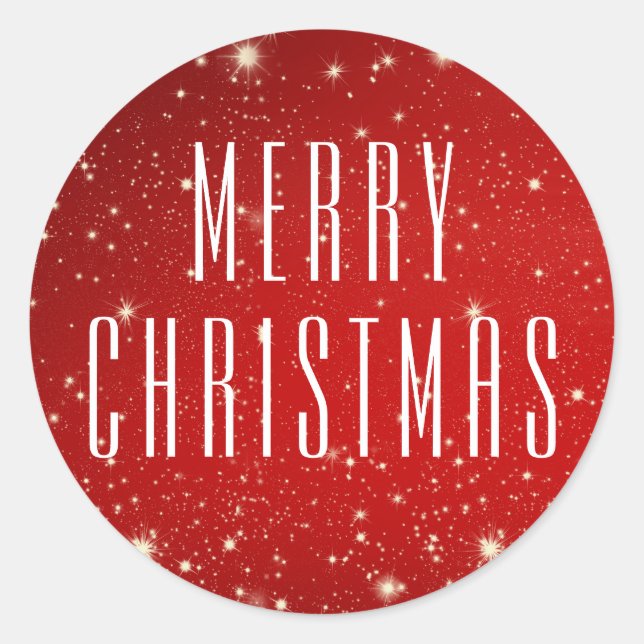 Pegatina Redonda Sencilla FERIA NAVIDAD NAVIDAD Blanco Rojo (Anverso)