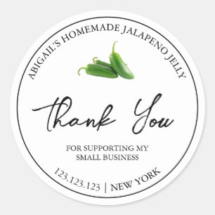 Pegatina Redonda Sencilla marca casera Jalapeno Jelly